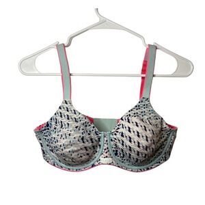 Berlei Sports Bra 36D High Impact Underwire Blue Pink Geometric YYR9